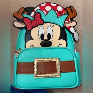 Loungefly Minnie Mouse Festive Backpack - Teal and Brown
